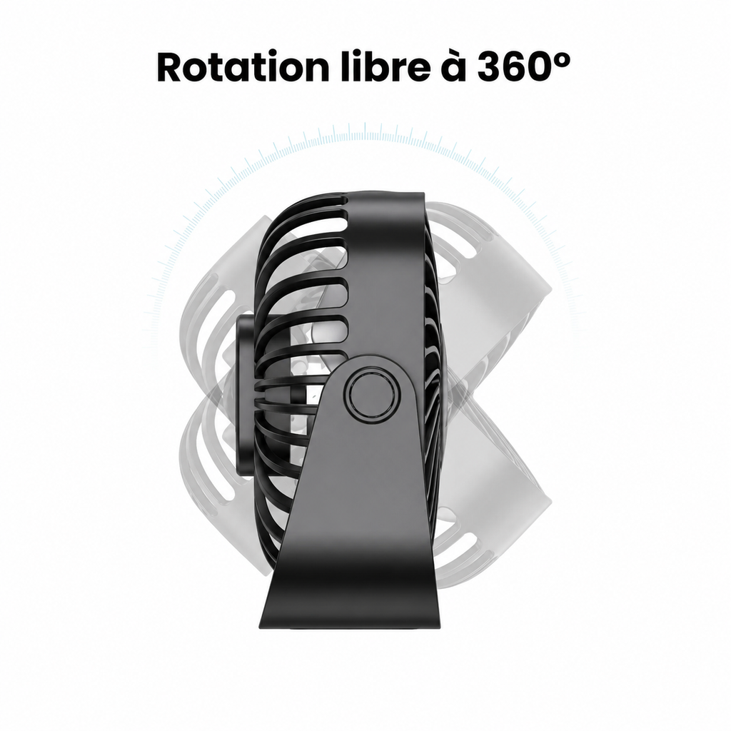 Mini Ventilateur de Bureau USB 360° – 3 Vitesses | Canicule