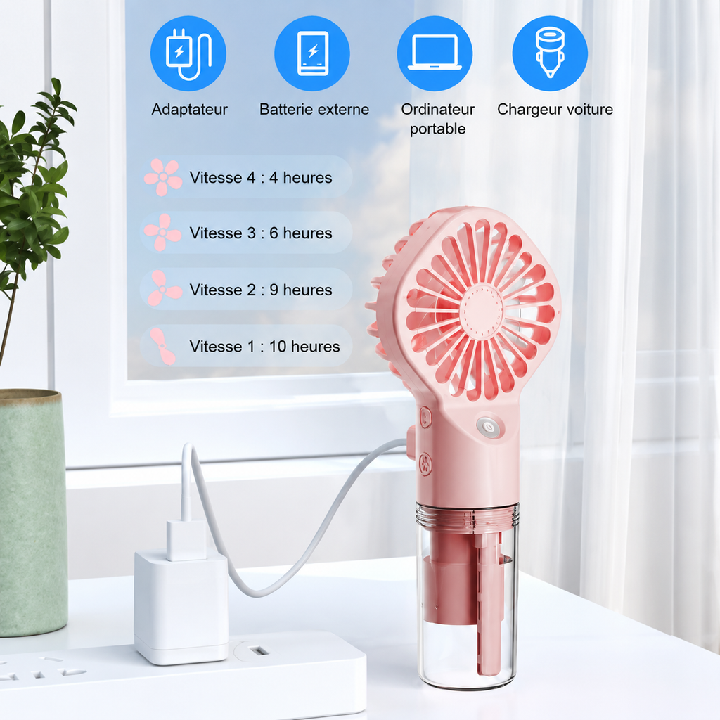 Ventilateur Brumisateur Portable Rechargeable | Canicule