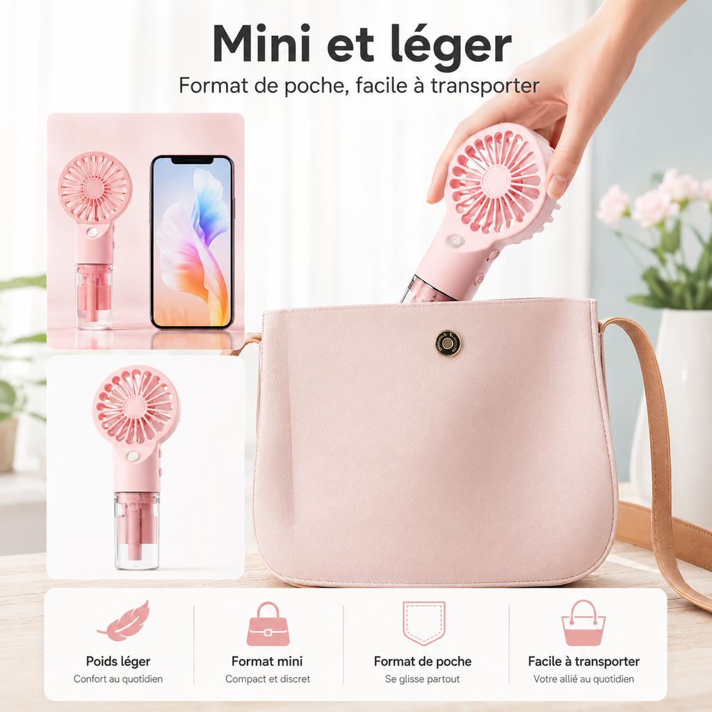 Ventilateur Brumisateur Portable Rechargeable | Canicule
