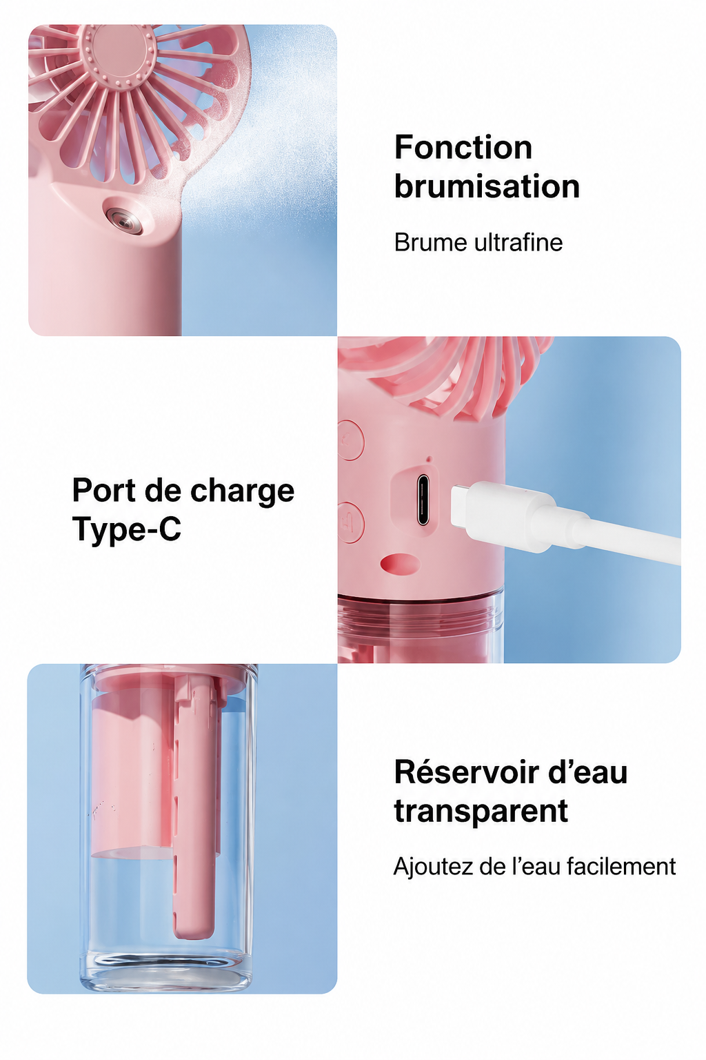 Ventilateur Brumisateur Portable Rechargeable | Canicule