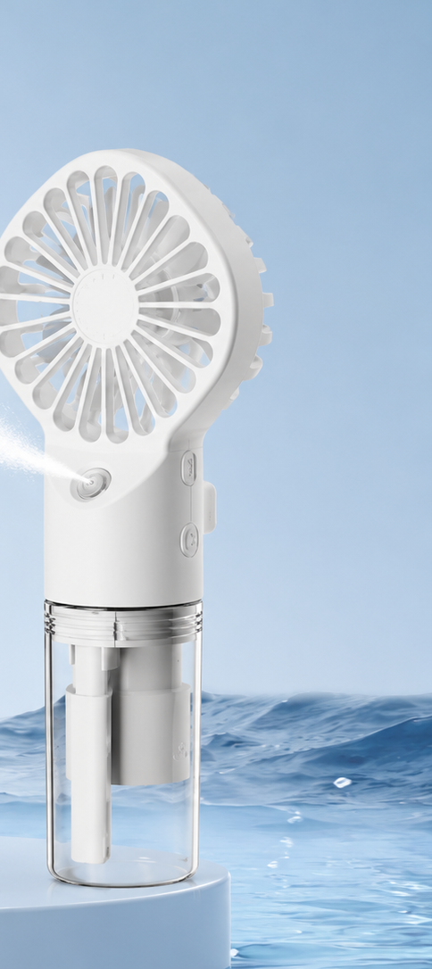 Ventilateur brumisateur portable Canicule blanc â€” photo produit sans texte
