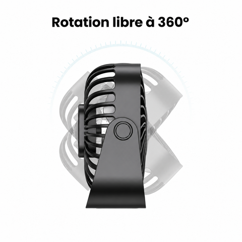 Ventilateur de bureau Canicule, orientation pivotante à 360°